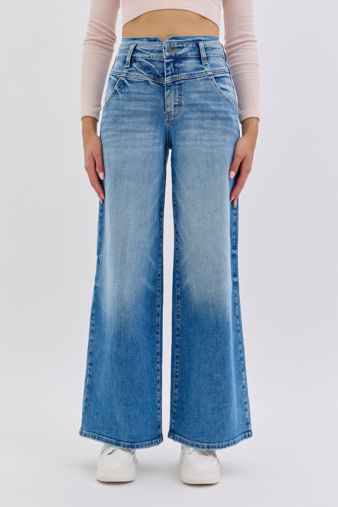 To The Top Wide Leg Jeans - Medium Wash