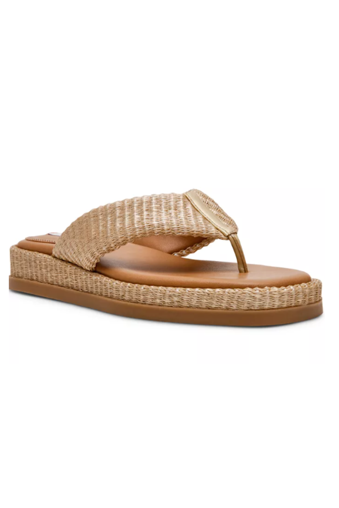 Steve Madden Bella Platform Sandal - Gold Raffia