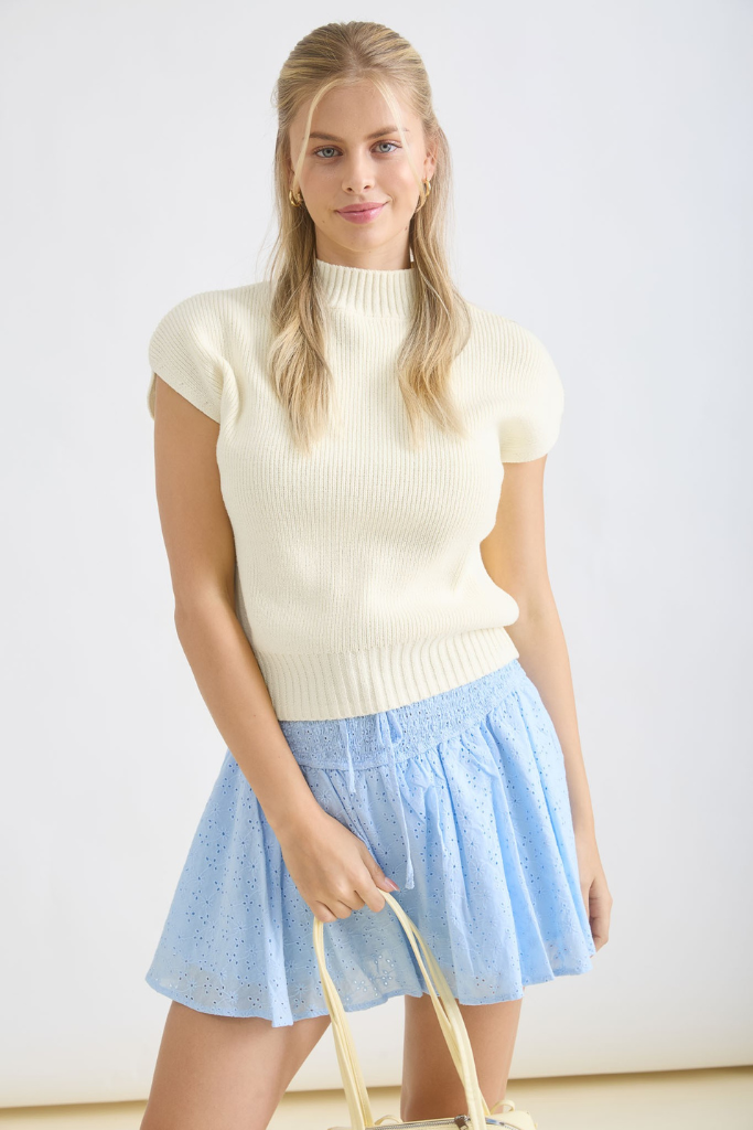 Samara Mock Neck Sweater Top - Cream