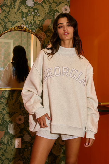 Georgia Grace Mock Neck Sweatshirt - Ash Grey