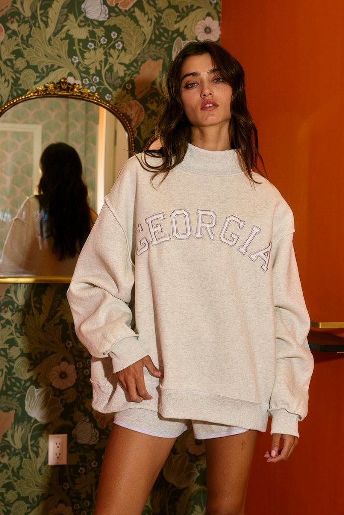 Georgia Grace Mock Neck Sweatshirt - Ash Grey