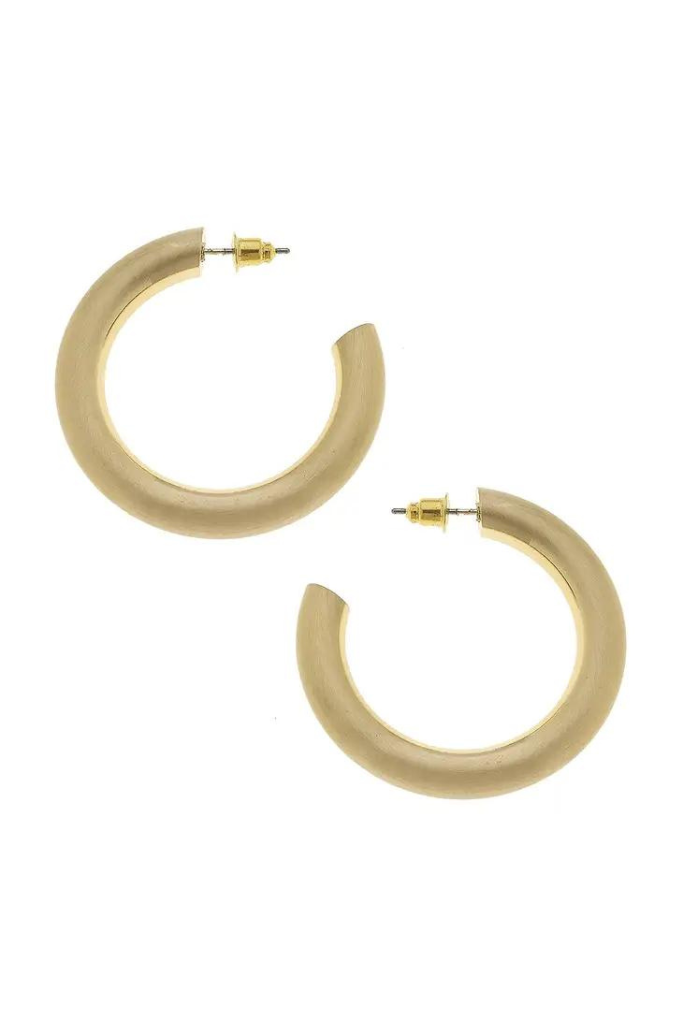 Arabella Hoop Earrings- Satin Gold