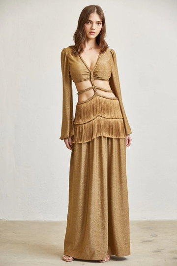 Edge Of It Metallic Maxi Dress - Gold
