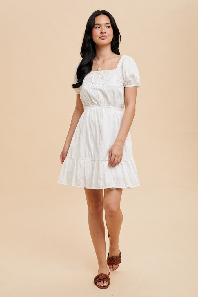 Valery Square Neck Dress - White