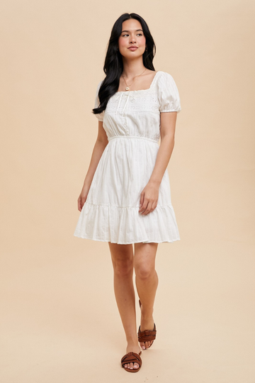 Valery Square Neck Dress - White