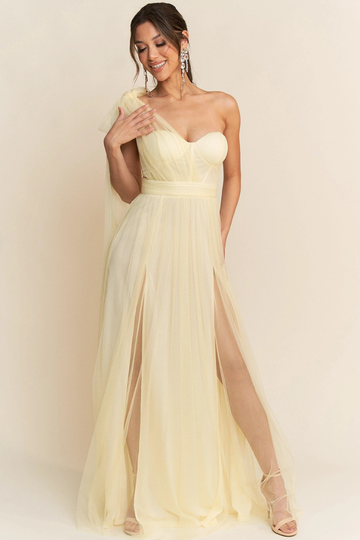 Instant Spotlight Tulle Maxi Dress - Light Yellow