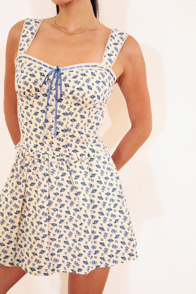Missing You Mini Dress - Blue Floral