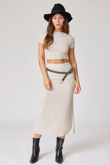 Far Away Ribbed Set - Taupe