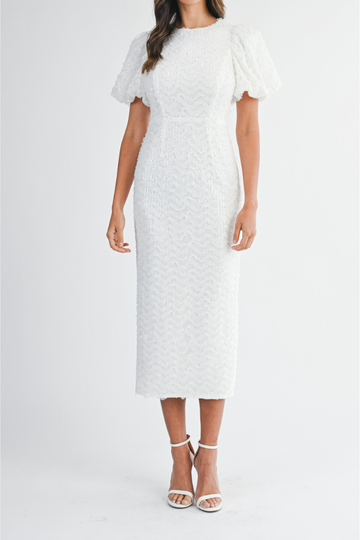 Oakland Sequin Midi Dress - Off White