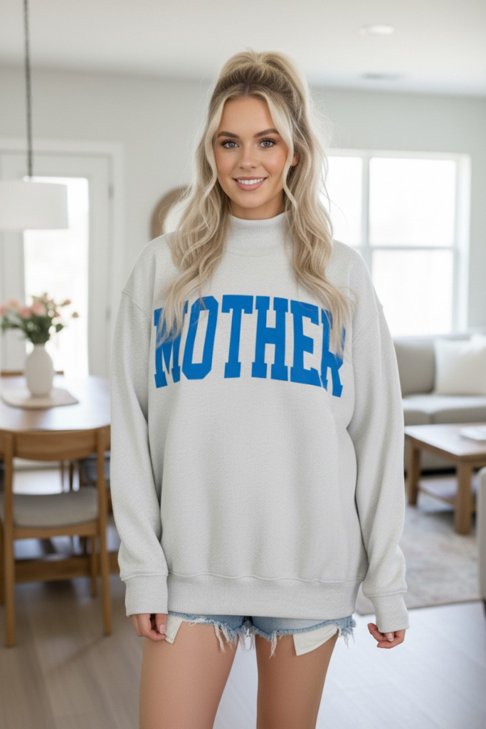 Cool Mom Mock Neck Reverse Sweatshirt - Heather Grey