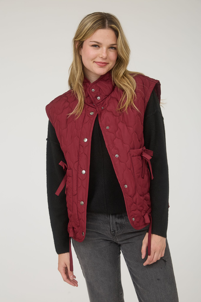 Snow Angel Puffer Vest - Burgundy