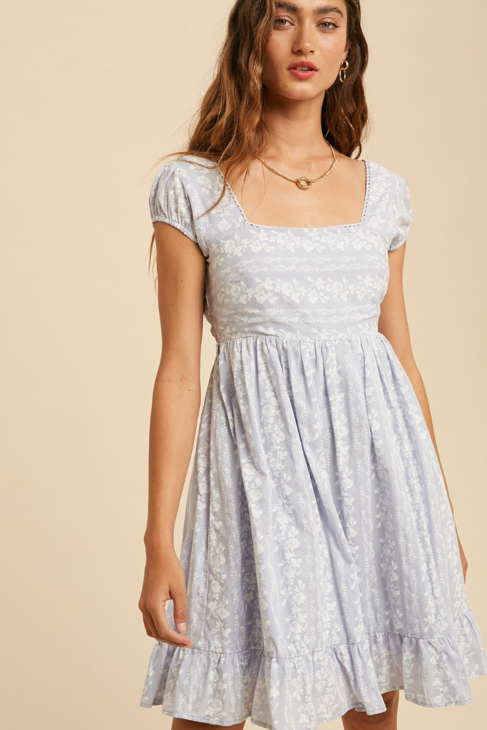 Khalesi Floral Dress - Powder Blue