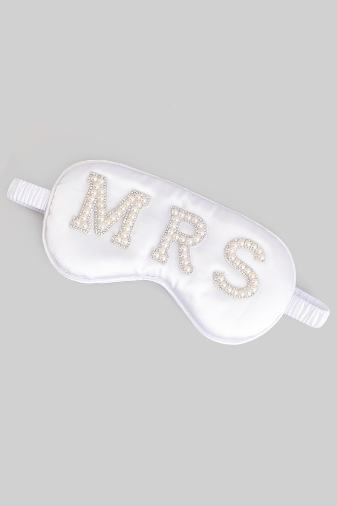 Mrs. Rhinestone Sleep Mask - White