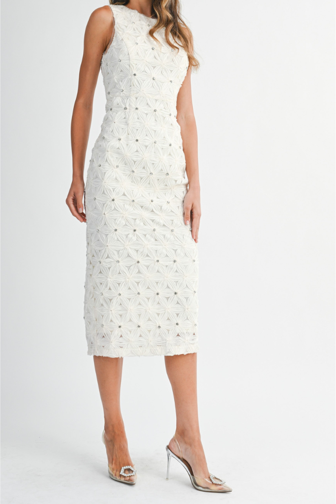 Gentry Floral Midi Dress - Cream