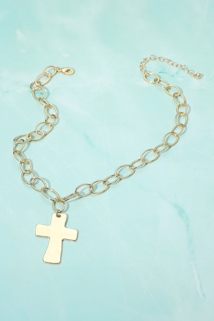 Chunky Cross Necklace - Gold