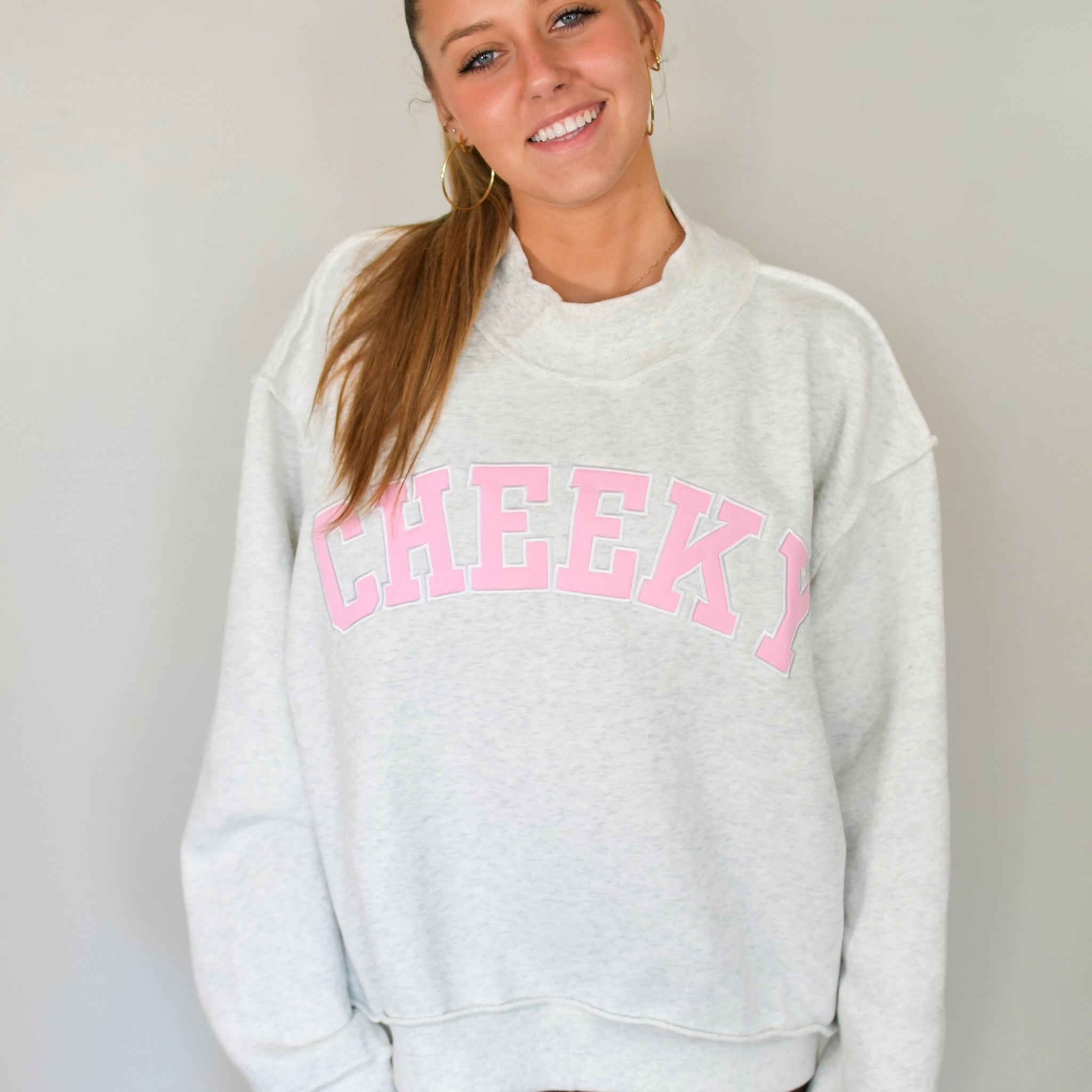 Cheeky X Tooloolah Mock Neck Sweatshirt - Ash Grey