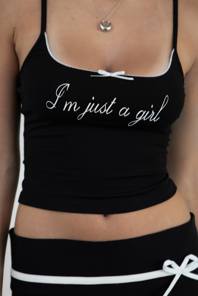 Just A Girl Crop Top - Black