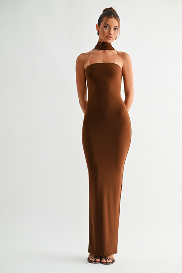 Luci Bodycon Maxi Dress- Brown