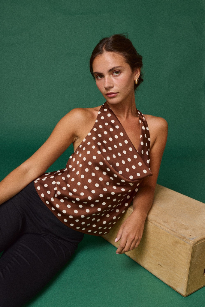 Subtle Flirt Halter Top - Brown