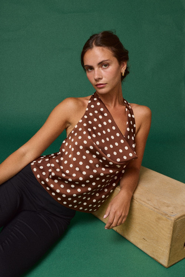 Subtle Flirt Halter Top - Brown