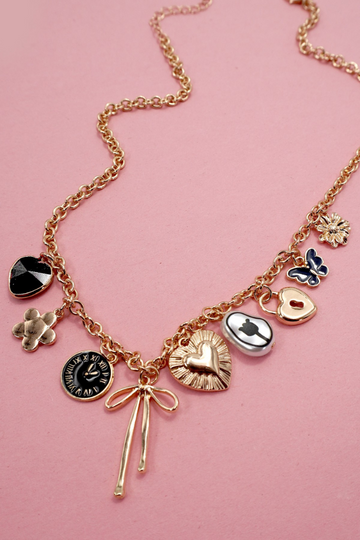 Eris Charm Necklace - Gold/Black