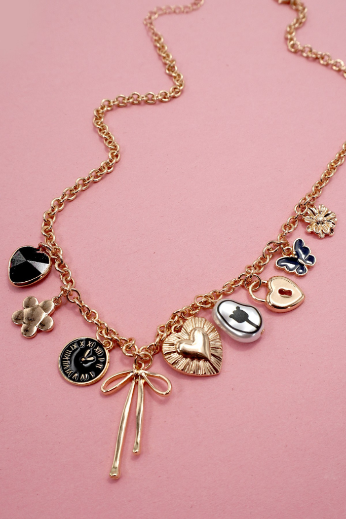 Eris Charm Necklace - Gold/Black