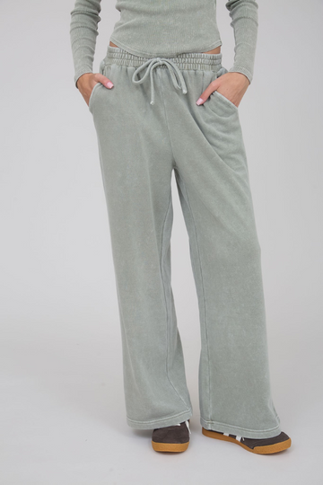 Good Spirit Wide Leg Joggers - Sage