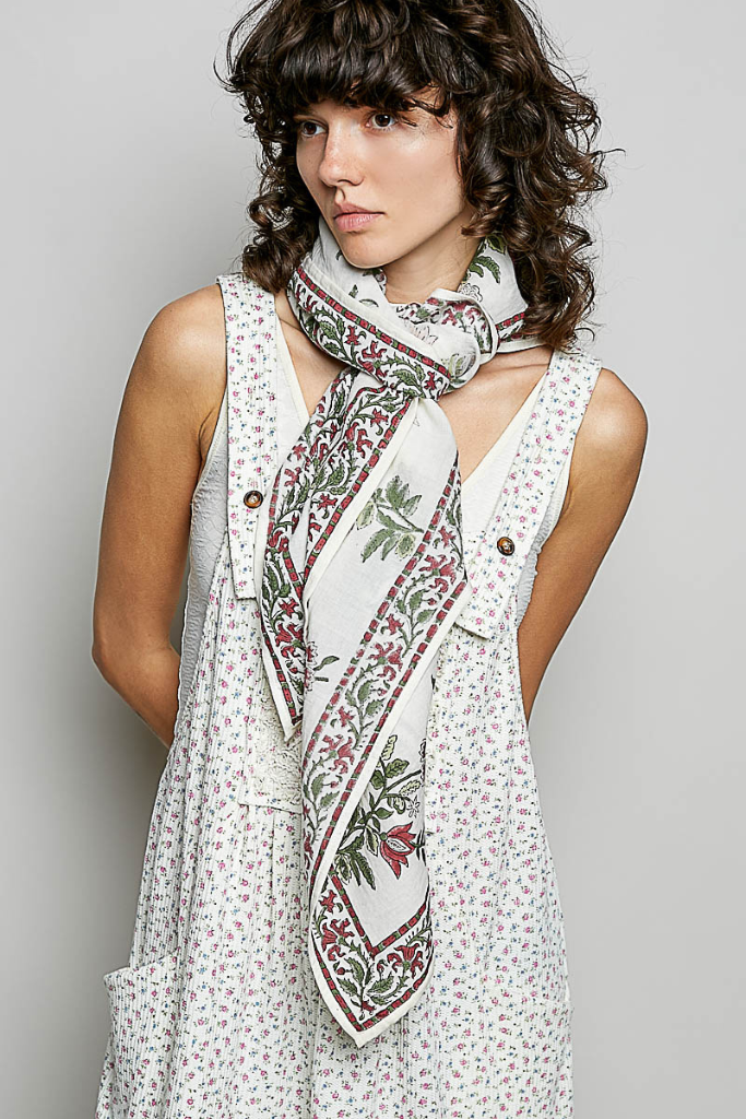 Chasity Floral Wrap Scarf - Ivory Multi