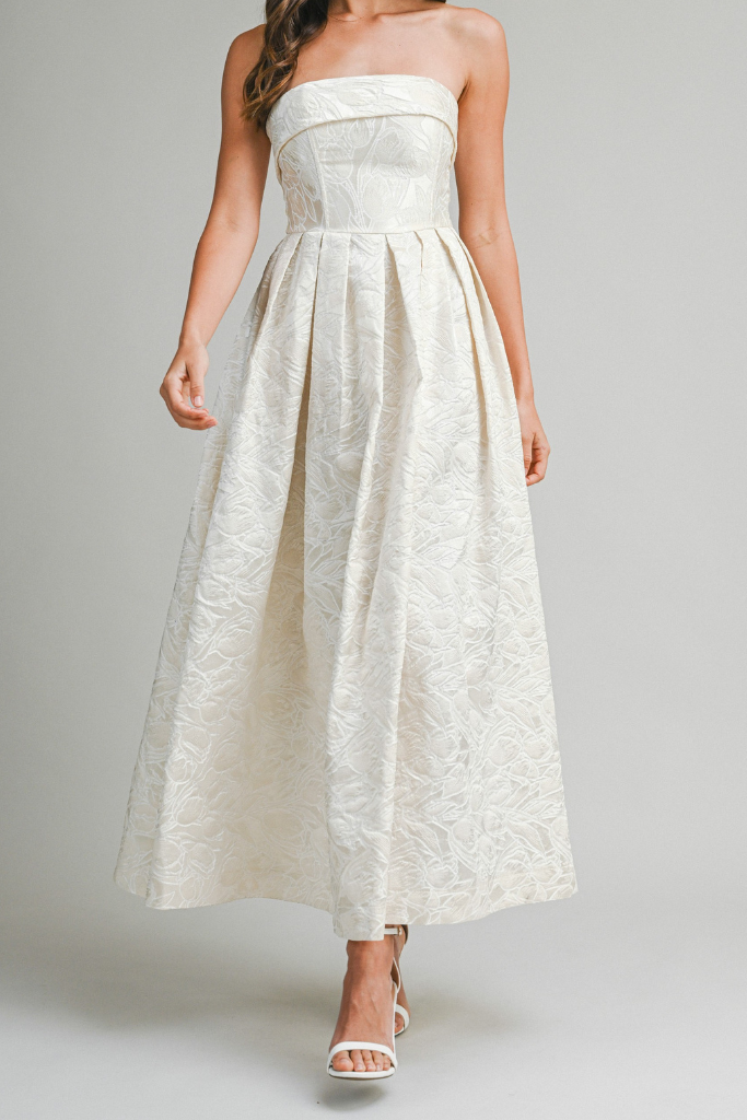 Killian Jacquard Midi Dress - Cream