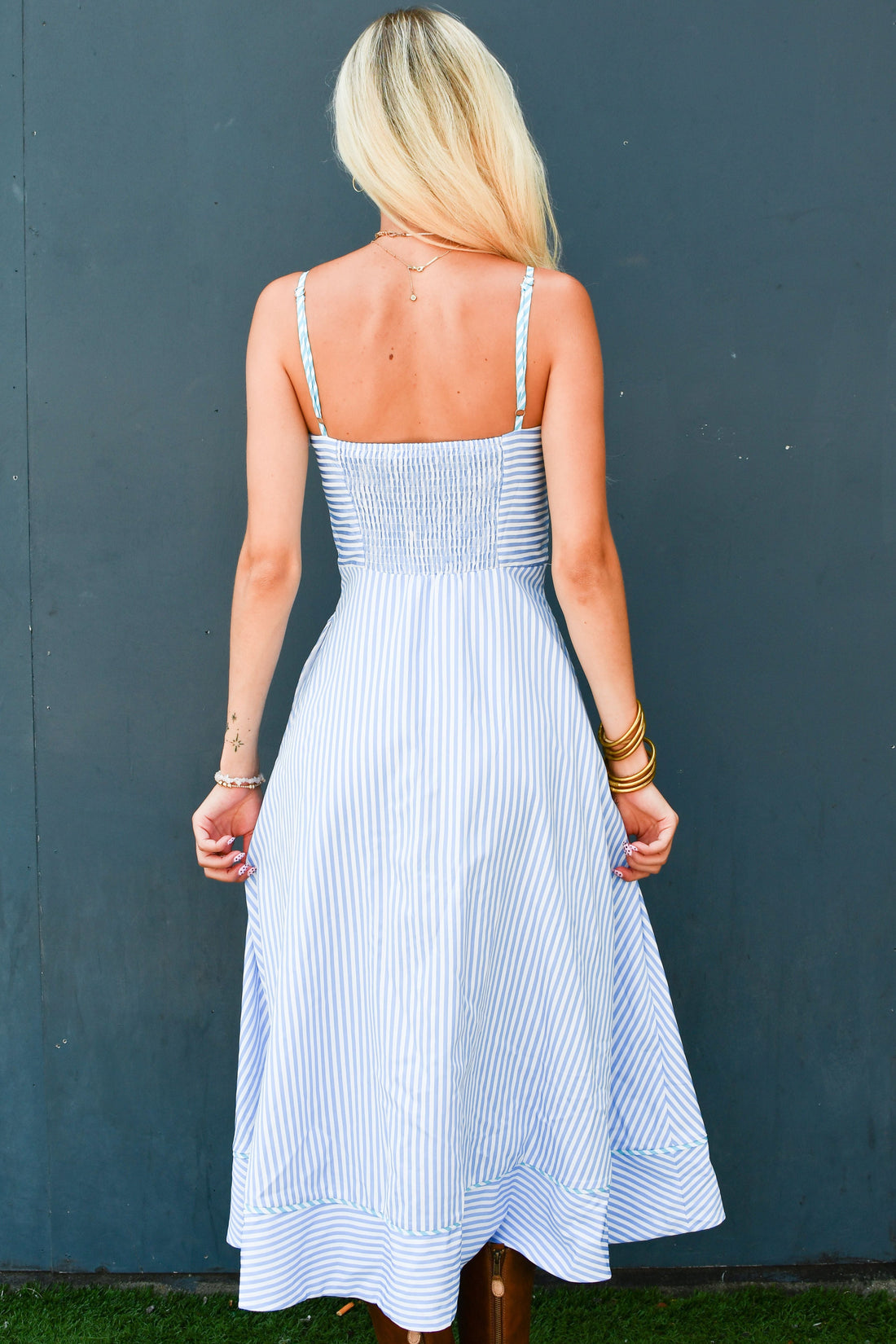 Endless Bliss Striped Midi Dress - Blue/White