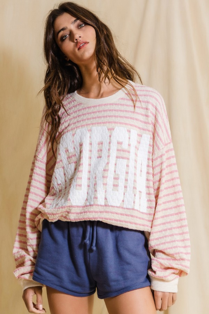 Georgia Striped Sweatshirt - Pink