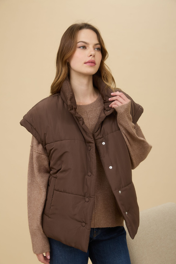 Caden Puffer Vest - Brown
