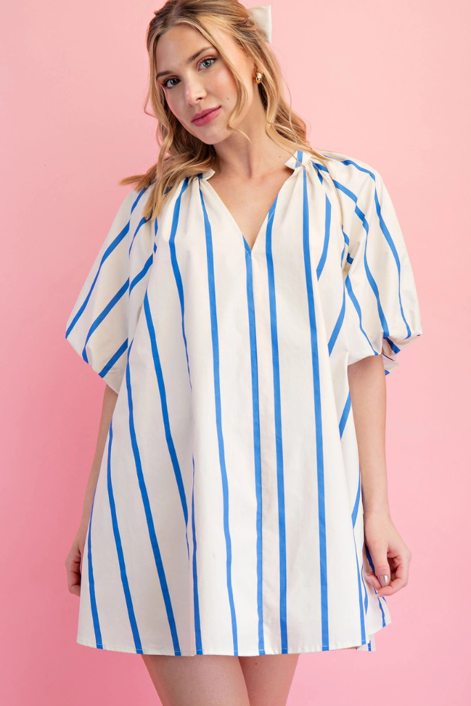 Mckenzie Striped Dress - Blue/White