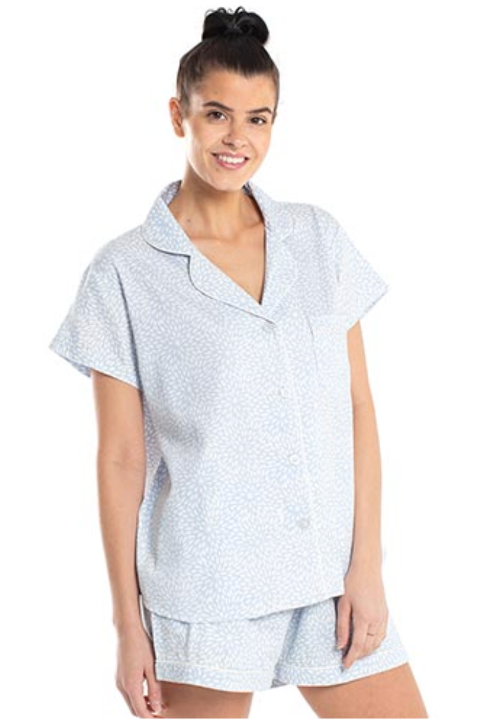 Stella Cotton Pajama Set- Blue Zinnia