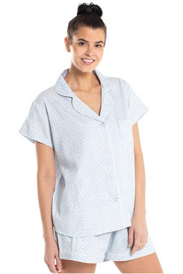 Stella Cotton Pajama Set- Blue Zinnia
