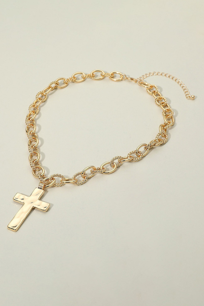 Linked Chunky Cross - Gold