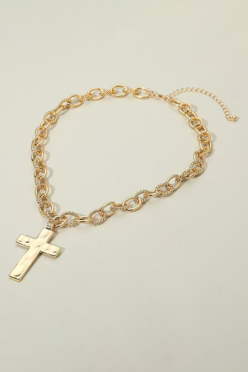 Linked Chunky Cross - Gold