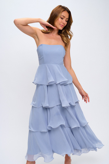 Not Sorry Layered Maxi Dress - Blue