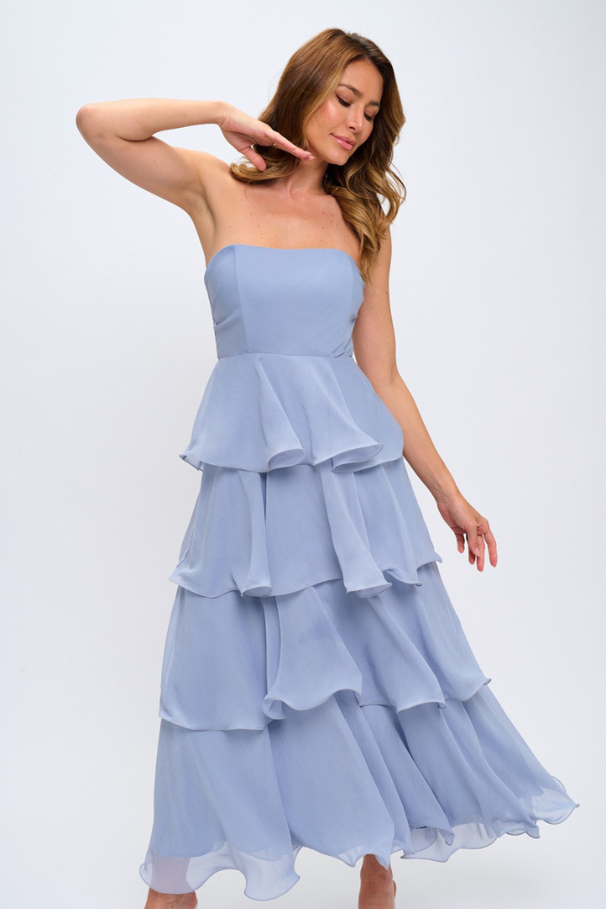 Not Sorry Layered Maxi Dress - Blue