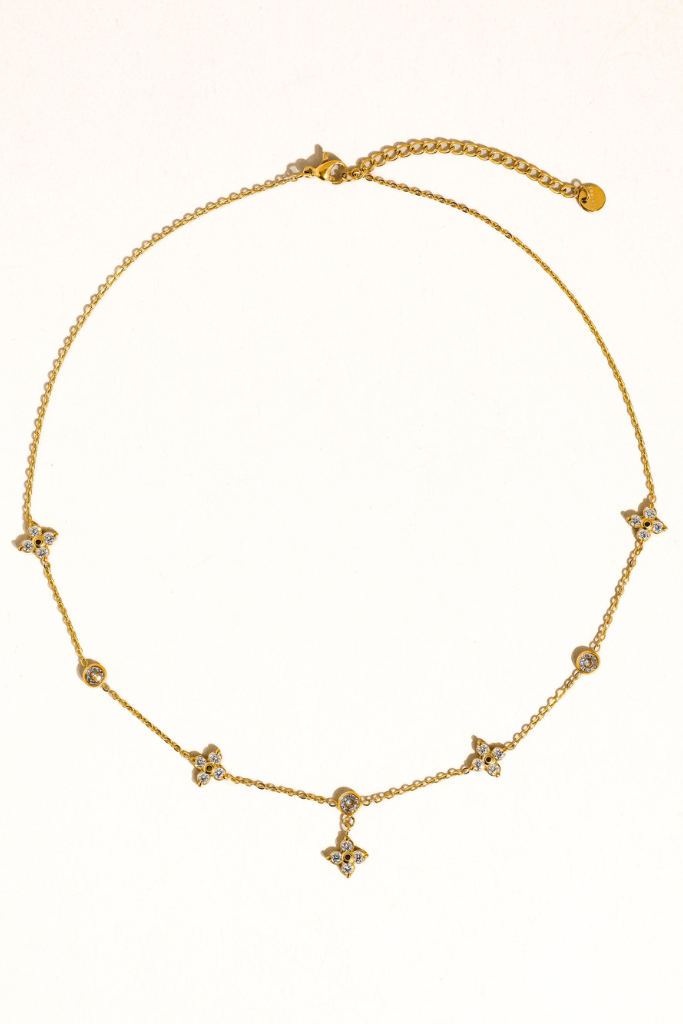 Aveline Floral Chain Necklace - Gold