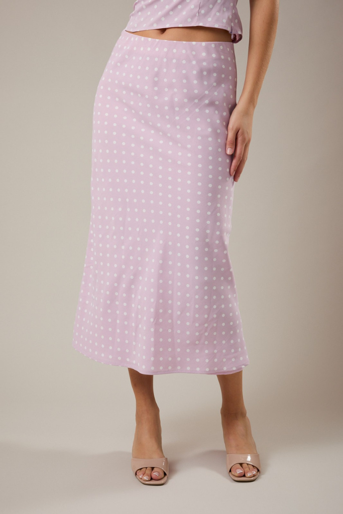 Brunch Plans Maxi Skirt - Pink Polka Dot