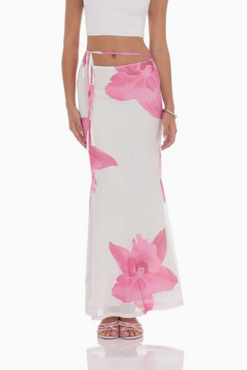 Lost Cause Floral Maxi Skirt- White