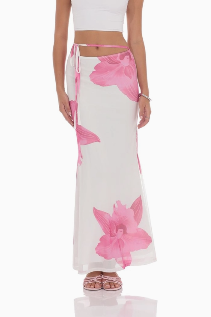 Lost Cause Floral Maxi Skirt- White