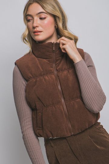 Fall Fling Corduroy Vest - Brown
