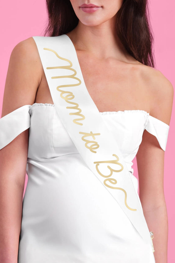Mom To Be Sash - White