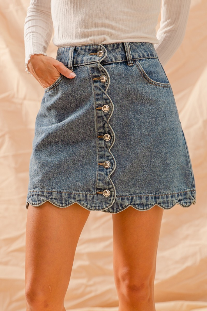 Breaking Hearts Skirt - Denim