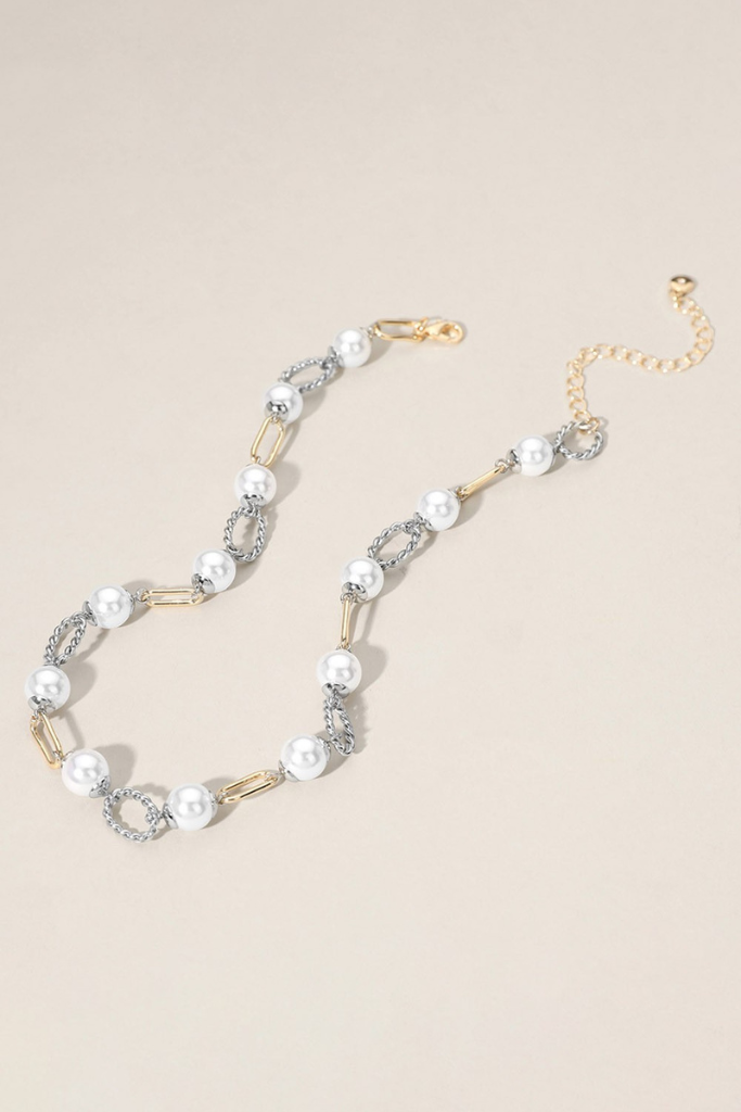 Caprice Pearl Link Necklace - Gold/Silver