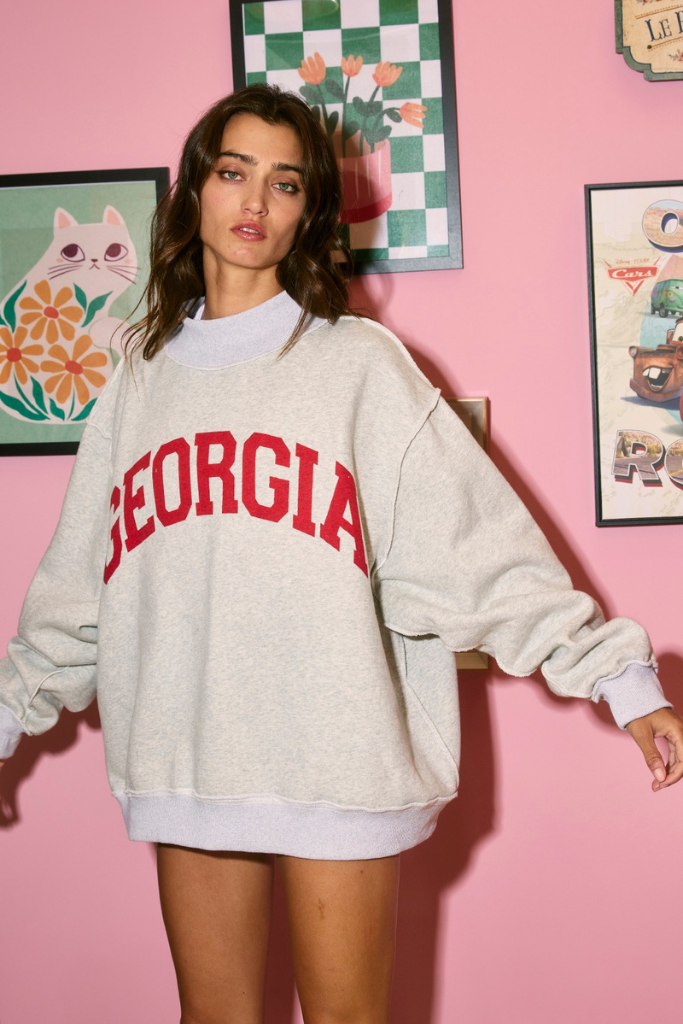 Georgia Reversible Mock Neck Sweatshirt - Heather Grey