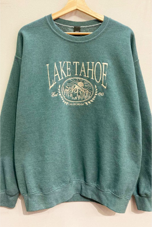 Lake Tahoe Embroidered Sweatshirt- Green