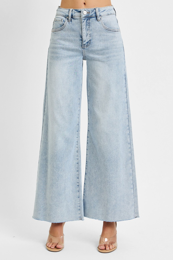 Massey Wide Palazzo Jeans - Light Wash